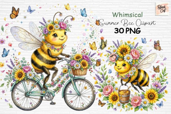 Download Whimsical Summer Bee Clipart PNG - Clipart Collection