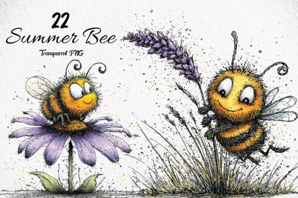 Download Whimsical Summer Bee Clipart - Clipart Collection
