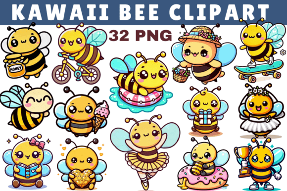 Download Kawaii Bee Adventure Cliparts Colored - Clipart Collection