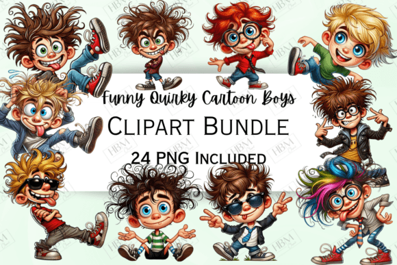 Download Funny Cartoon Quirky Boys Clipart - Clipart Collection