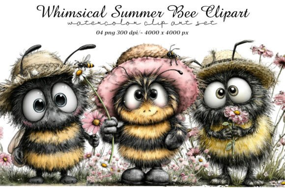 Download Whimsical Summer Bee Clipart - Clipart Collection