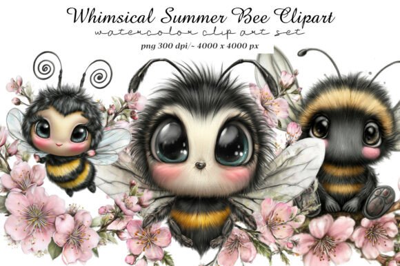 Download Whimsical Summer Bee Clipart - Clipart Collection