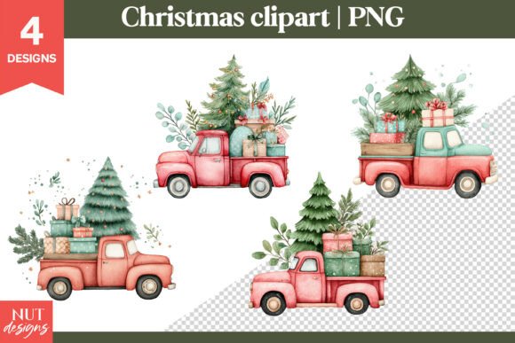 Download Red Christmas Truck Clipart - Clipart Collection