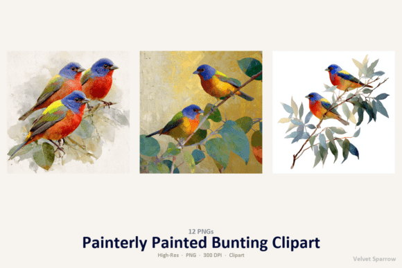 Download Painterly Painted Bunting Clipart - Clipart Collection