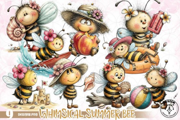 Download Whimsical Summer Bee Clipart PNG - Clipart Collection