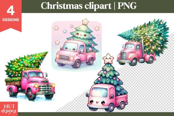 Download Kawaii Pink Christmas Truck Clipart - Clipart Collection