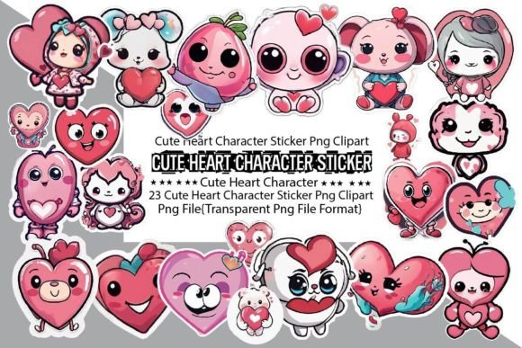 Download Cute Heart Character PNG Sticker Clipart - Clipart Collection