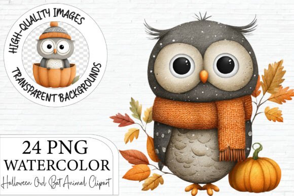 Download Halloween Owl &amp; Bat Clipart Bundle PNG - Clipart Collection