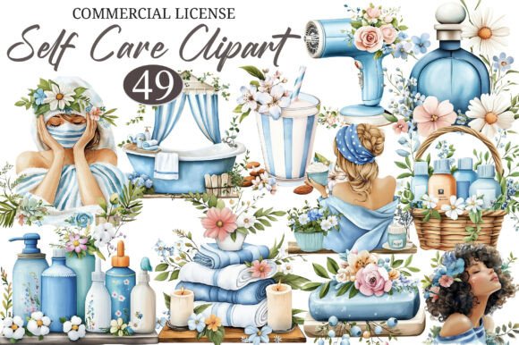 Download Watercolor Self Care Clipart Bundle - Clipart Collection