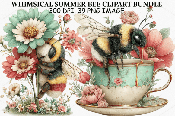 Download Whimsical Summer Bee Clipart Bundle - Clipart Collection
