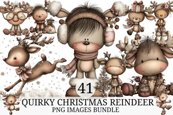 Download Quirky Christmas Reindeer Clipart - Clipart Collection