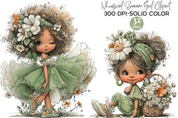 Download Whimsical Summer Girl Clipart PNG - Clipart Collection