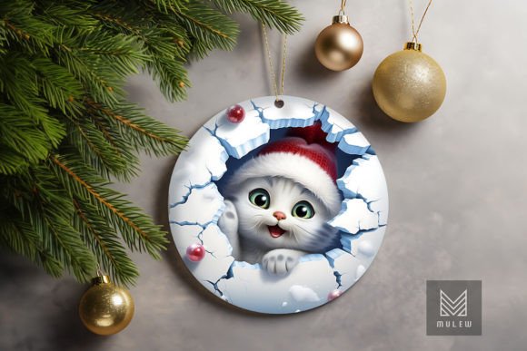 Download Cute 3D Cat Christmas Ornament Clipart - Clipart Collection