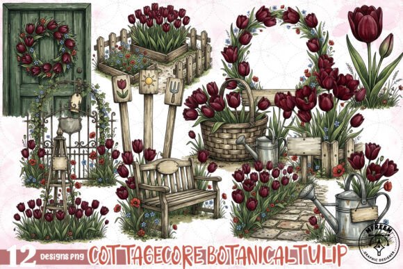 Download Cottagecore Botanical Tulip PNG - Premium Resources